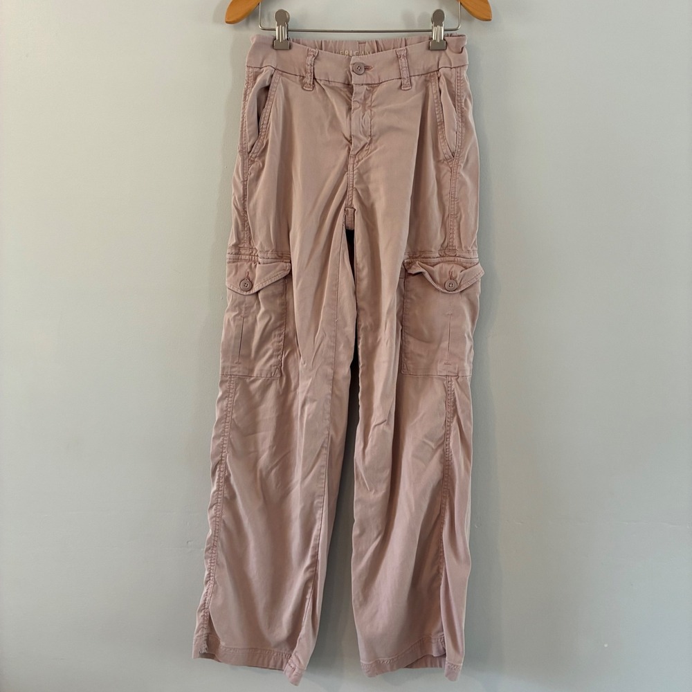 Amer Eagle Cargo Pants Wom 000 Mauve Pink Wide Leg Utility Stretch Y2K Soft Girl